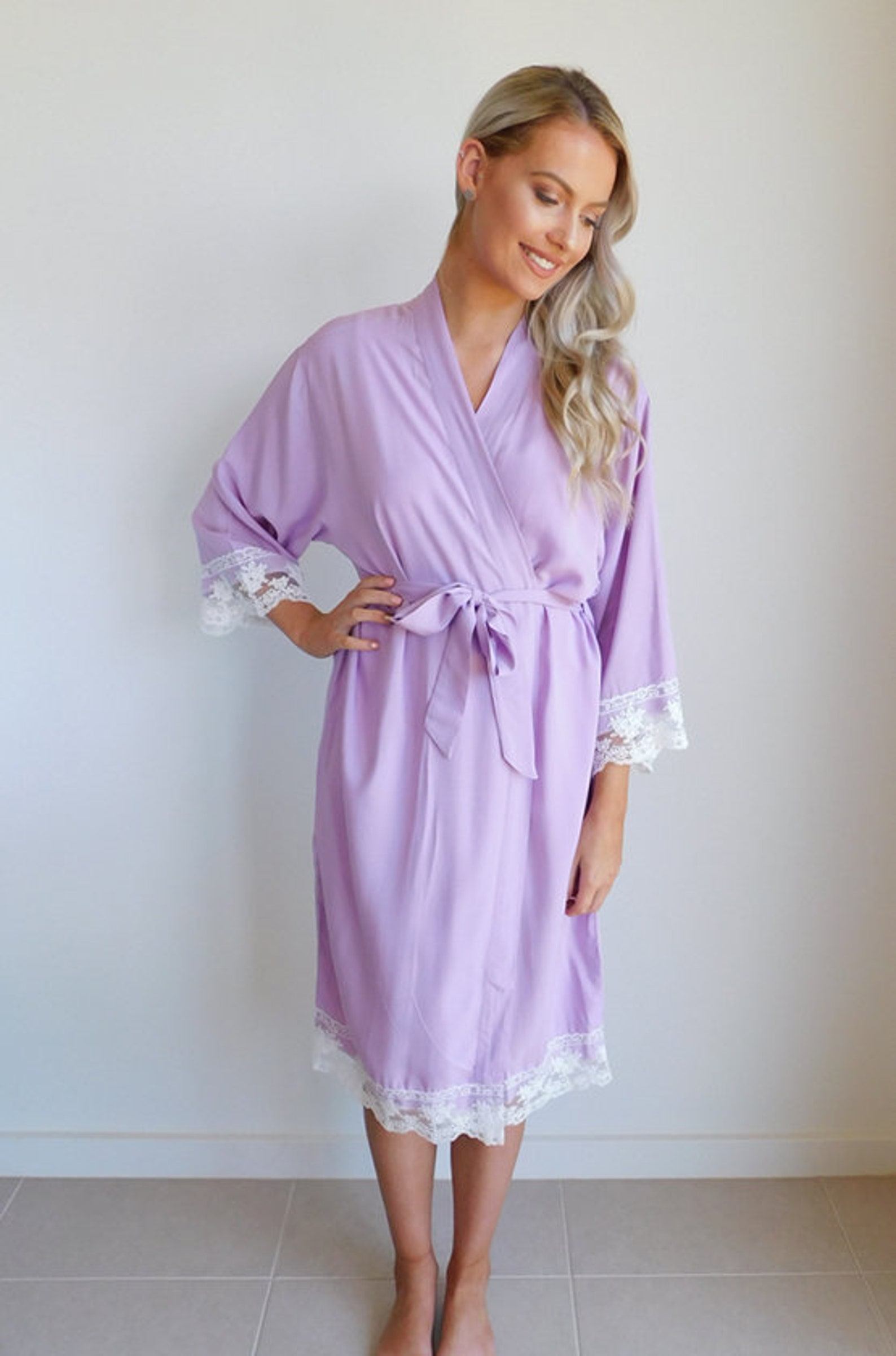 PLAIN Cotton Lace Robe Bridal Dressing Gown Bride Tribe Etsy