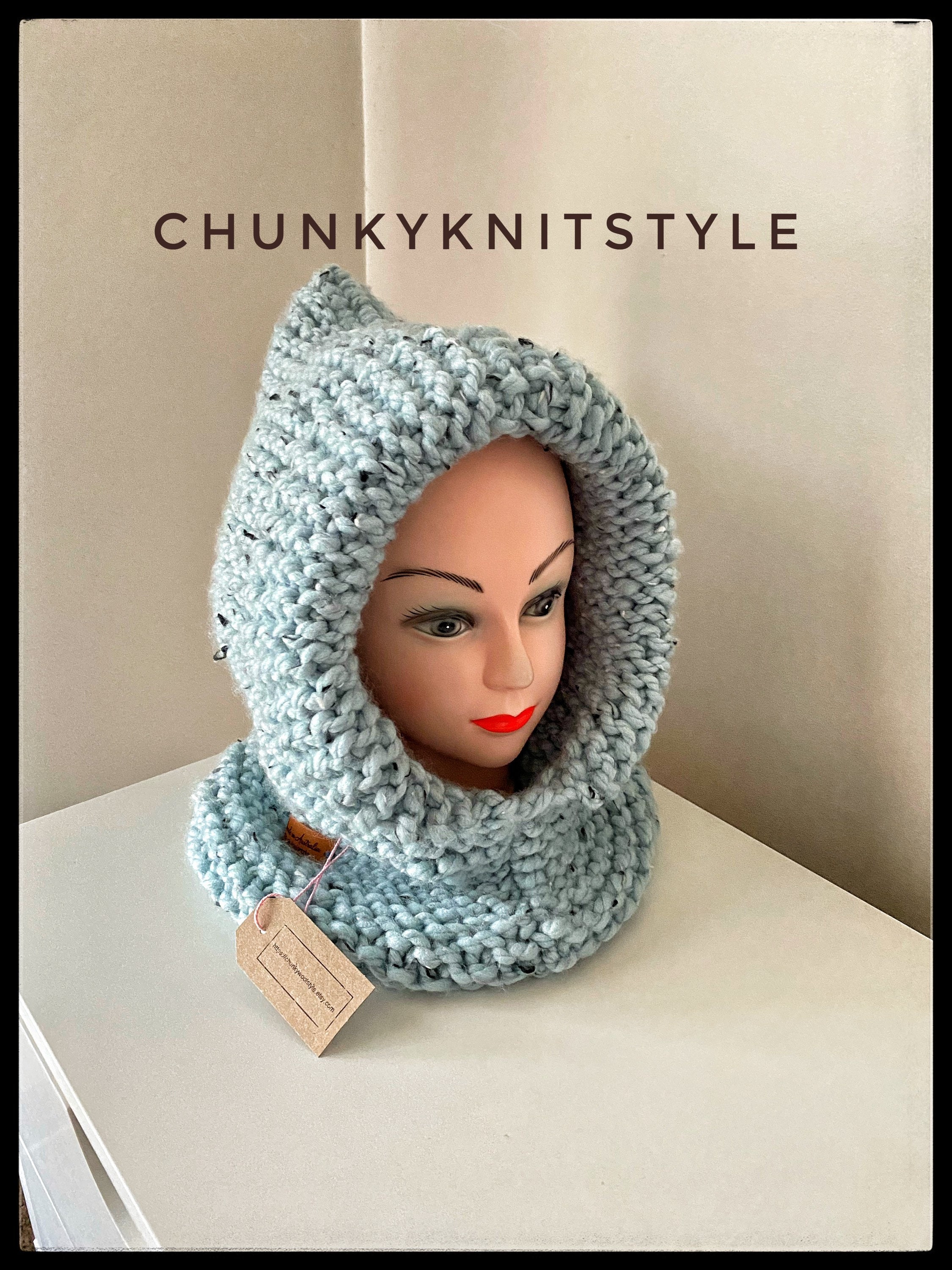 Womens knit hood cowl pixie hood Etsy