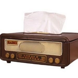 Retro Radio Model Tissue Box Desktop Paper Holder Vintage Tissue