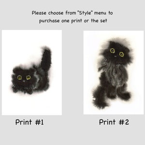 black cat art print set of 2, with option to buy individual print