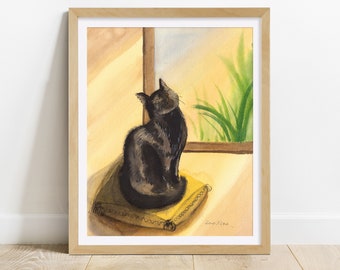 Black Cat Art Print: "OH! SUNSHINE" Nursery Wall Art