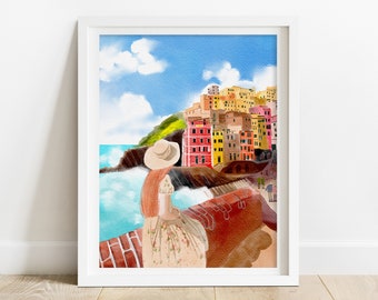 Italy Art Print - Italy wall art, Italy print, Italy artwork, coastal wall art, coastal decor, Italy art gift, Italy travel poster