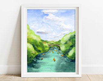 Austin Texas Art Print - Ladybird Lake Kayak,Barton Spring,Austin artwork, Austin art print, Austin print, Austin Texas print, kayak art