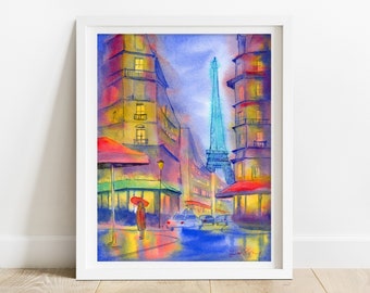 Paris Wall Art Print - Eiffel Tower decor, Francophile gifts, Parisian art print, Paris print, moody wall art, living room art, bedroom art