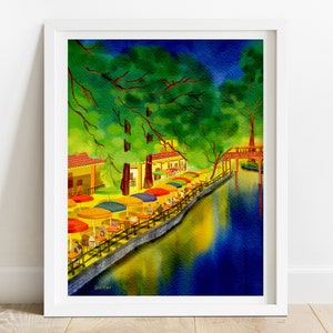 San Antonio Art Print - River Walk, San Antonio artwork, San Antonio Texas, San Antonio Print, San Antonio Wall Art, San Antonio Watercolor