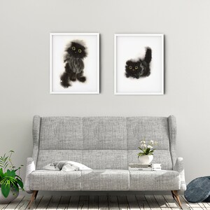 black cat art print set of 2, with option to buy individual print