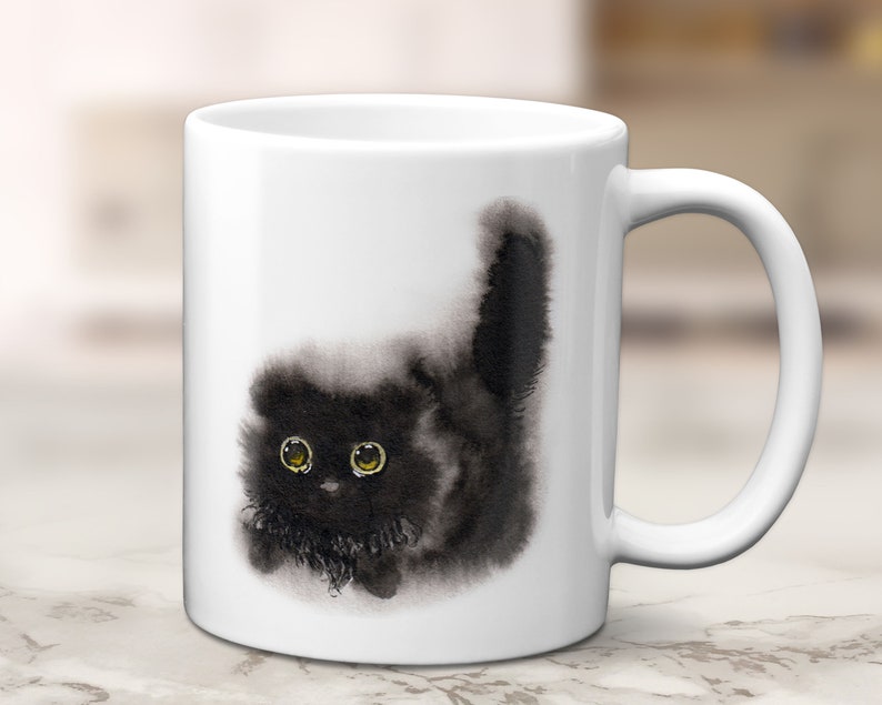  Black Cat Coffee Mug  11 oz ceramic mug  unique gift for cat  