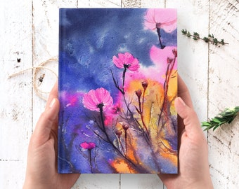 Floral Journal Notebook - hardcover journal personalized, poppy notebook, floral art custom journal, nature journal, writing journal