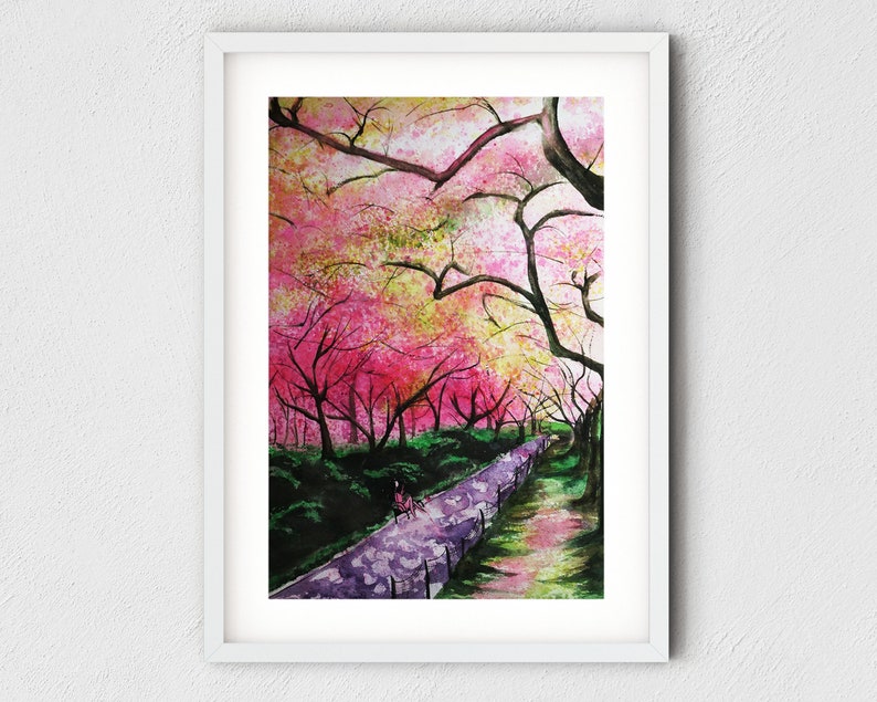 giclee fine art print Cherry Blossom Art Print sakura art print mothers day gift New York art print nature wall art