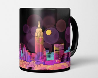 Mug New York - Mug noir, Mug Skyline de New York, Mug Empire State Building, Mug Nyc, art de la ville, cadeaux pour la maison, mug en céramique, tasse à thé en céramique