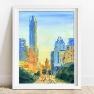 Austin Texas Art Print - Downtown, Austin print, Austin art print, Austin skyline print, Austin Texas wall art, Austin Texas print