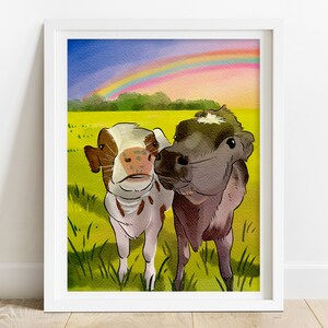 Kuh Kunstdruck, Kuh Illustration, Kuh Illustration, Kuh Illustration, Kuh Illustration, Kuh Illustration für Kinder, Waldtiere Illustration