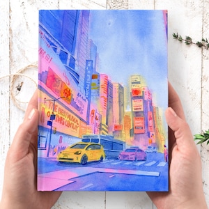 New York Journal - Time Square, hardcover journal personalized, custom journal, nyc travel journal, writers notebook,