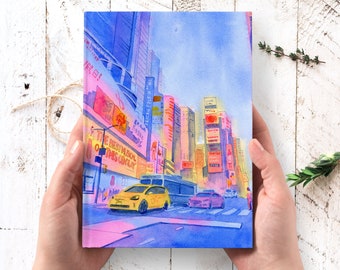 New York Journal - Time Square, hardcover journal personalized, custom journal, nyc travel journal, writers notebook,