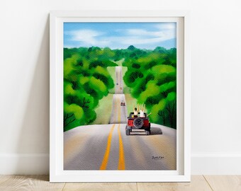 Texas Hill Country Art Print: Rolling Hills Road Trip