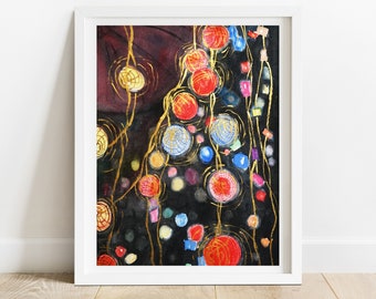 Japanese Art Print - Japanese lanterns, Japanese print, Japan gifts, Japanese decor modern, Japanese poster, anime art print,Asian art print