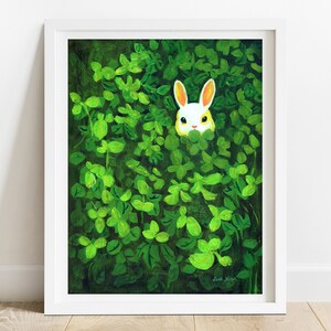 Cute Rabbit Art Print - rabbit artwork, rabbit art nursery decor for kids, bunny artwork, bunny art nursery, woodland animals print