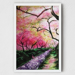 New York Print - Central Park, New York City Print, cherry blossom art, NYC wall art, New York City art, New York city gift, sakura print