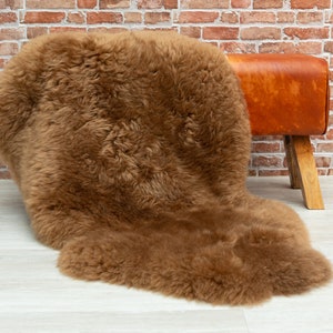 CAPPUCCINO sheepskin rug, dyed  sheep pelt soft, dense, fluffy. 125cm / 75cm sheepskin rugs