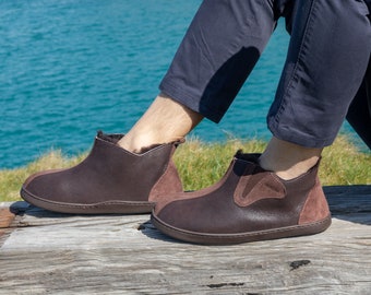 Chaussons pour hommes, peau de mouton véritable, laine, cuir véritable, fourrure, bottes d'hiver confortables fabriquées à la main, bottes en mouton Polskie Kapcie, toutes les tailles, vendeur britannique