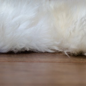 Natural Sheepskin Rug in off White colour. Single sheepskin pelt. Various Sizes image 7