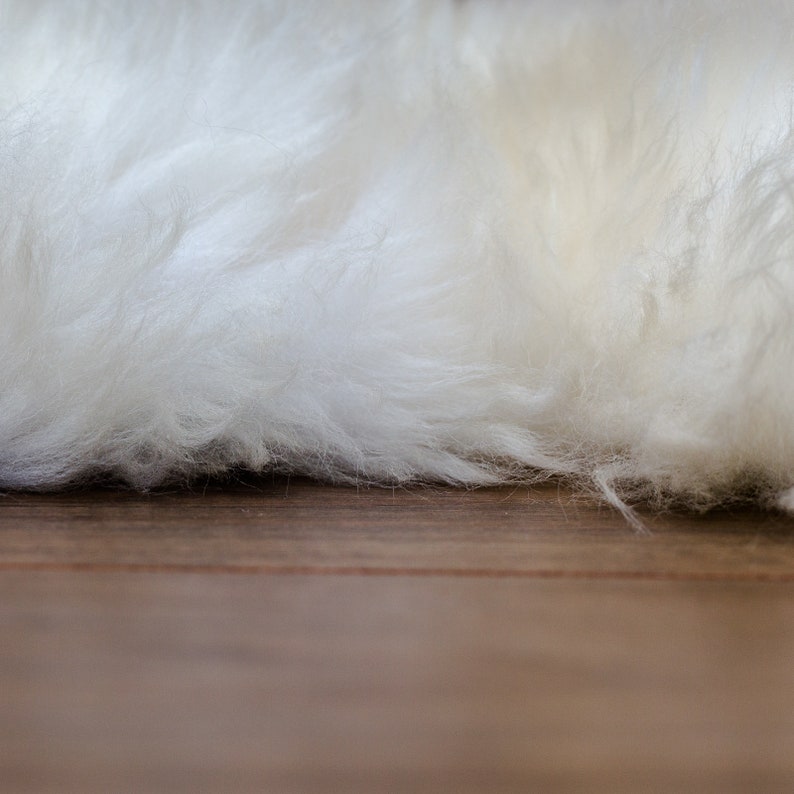 Natural Sheepskin Rug in off White colour. Single sheepskin pelt. Various Sizes image 7