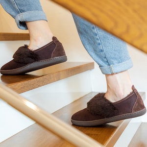 Warm Comfortable Ladies Womens Moccasin Boots Luxury Slippers Kapcie Sheepskin Wool Brown Ugg Style gift for her ALL Sizes UK SELLER
