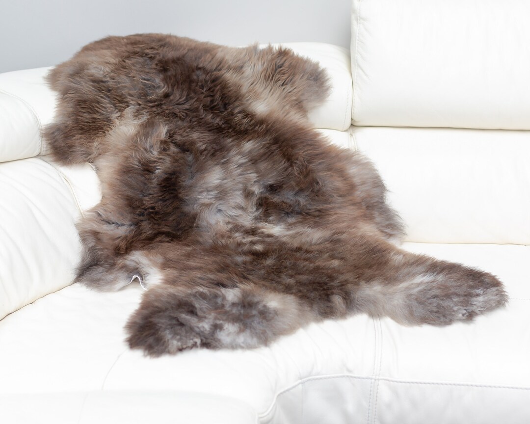 Genuine Sheepskin Rug Chocolate Brown Cream Grey Sheep Pelt Extra Large ...