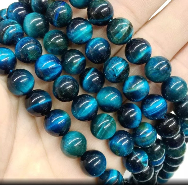 Perles rondes en Pierre oeil de tigre bleu naturel perles Etsy