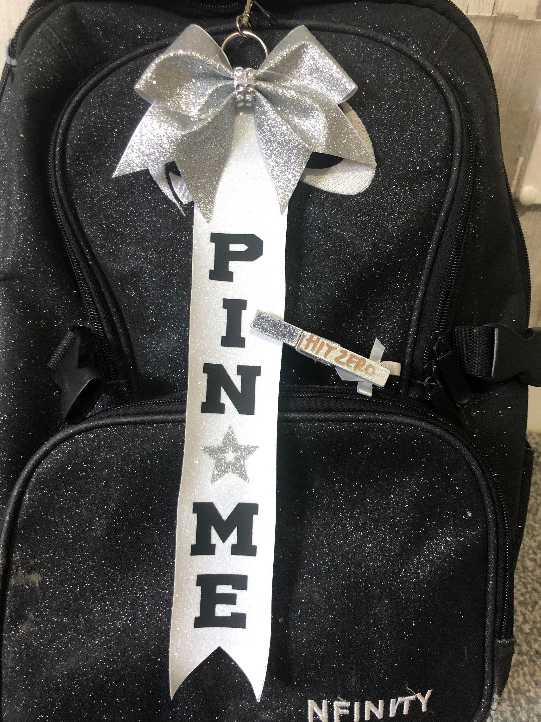 Pin Me Cheer Ribbon, Pin Me Comp Chain, Cheerleader Gift, Pin Me,  Cheerleader Bag Charm, Cheer Bag Bow, Cheer Comp Gifts, Cheer Team Gifts 