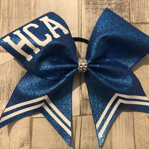 custom letters high school cheer bow, high school sports bow, cheer bow, full glitter blue bow