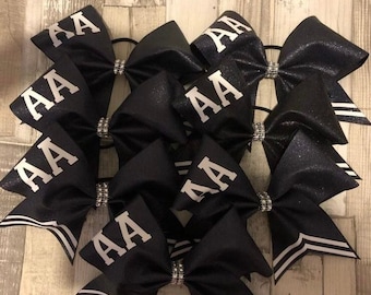 custom letters high school cheer bow, high school sports bow, cheer bow, full glitter blue bow