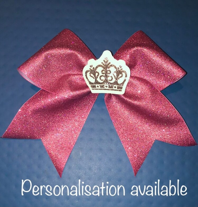 queens cheer bow stiff glitter cheer bow silver glitter 3D crown cheer bow stiff cheer bow silver cheer bow personalised cheer bow