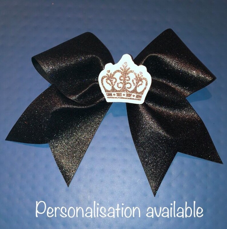 queens cheer bow stiff glitter cheer bow silver glitter 3D crown cheer bow stiff cheer bow silver cheer bow personalised cheer bow