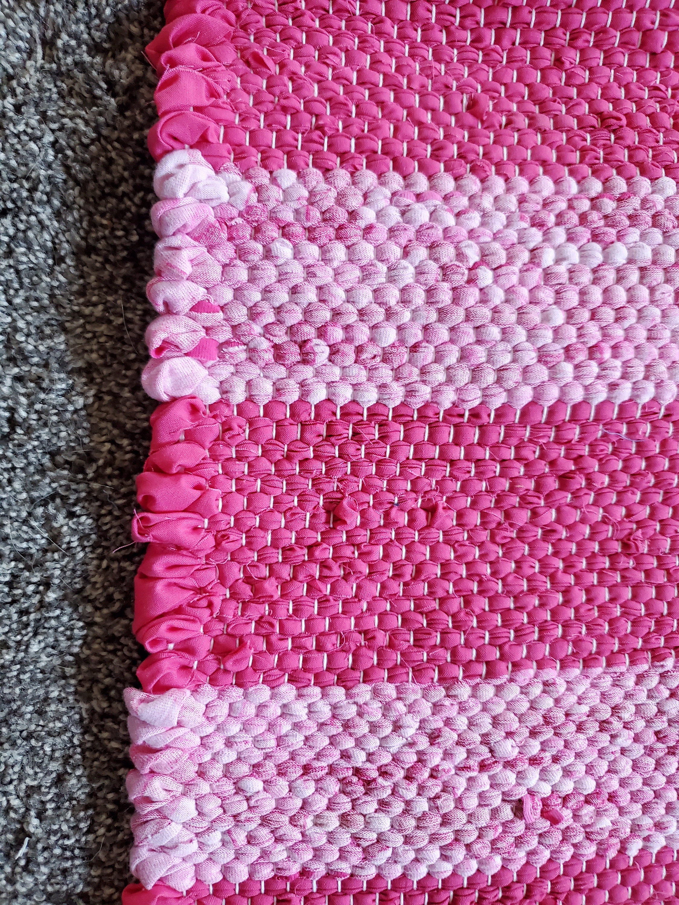 Beautiful Pink Striped Loom Weaved Rag Rug Etsy
