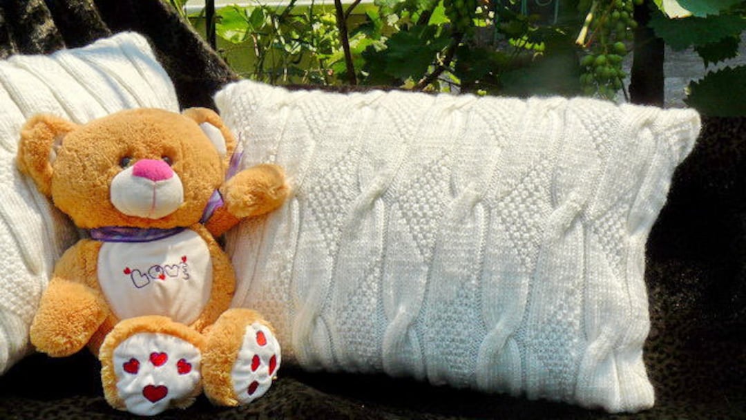 Knitted Aran Cushion Covers_pillow Knitting_knit Cover for Etsy