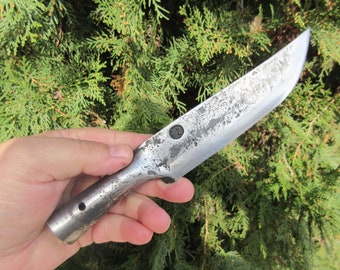 Handmade Forged Spring Steel Viking Knife: Bushcraft Hunting Tool