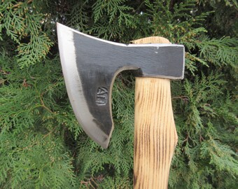Handmade Forged Steel Viking Bearded Axe: Throwing Hatchet, Camping Tool