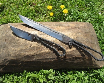 Handmade Forged Steel Viking Knife Set: Medieval Reenactment Tool