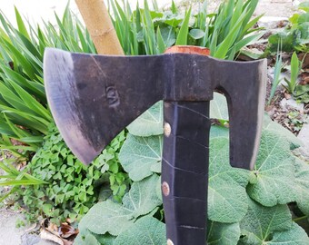 Hache viking à double tête en acier au carbone faite à la main avec