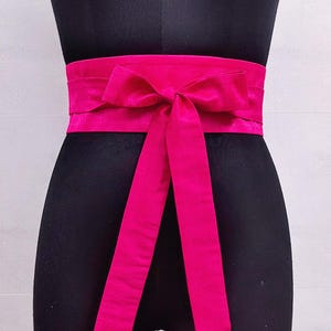 Magenta Pink Obi Belt, Fuchsia Wedding Waist Cincher, Faux Dupioni Silk, Bridal Corset Belt