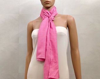 Pink Scarf Women, Plain Summer Scarves for Women, Long Thin Scarf, Soft Fashion Scarf, Gift for her, Gifts for Mom, Handmade Accessories