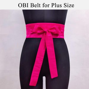 Magenta Pink Obi Belt, Plus Size Fuchsia Waist Cincher, Faux Dupioni Silk, Corset Belt