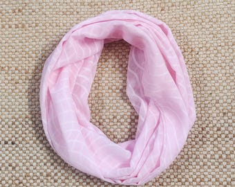 Pink Infinity Scarf, Chunky Loop Cowl, Lightweight Summer Scarves, Soft Circle Tube Scarves