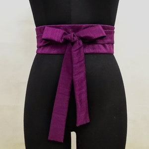 Purple Obi Belt Women, Kimono Dress Belts for Women, Waist Cincher, Dupioni Silk Faux, Wrap Corset Belt, Long Wide Bridesmaid Wedding Sash