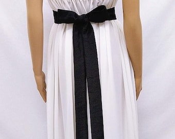 Black Wedding Sash, Bridal Bridesmaid Dress Belt, Faux Dupioni Silk, Prom Pageant Bow Sash