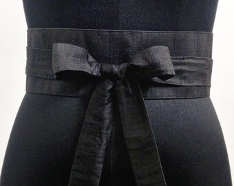 Black Silk Obi Belt Women, Wedding Waist Cincher, Kimono  display picture 3