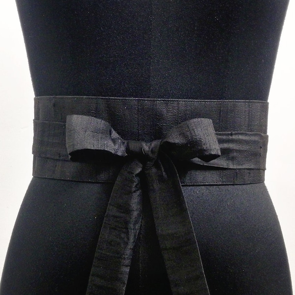 Ceinture Obi en soie noire femmes, ceintures de robe kimono pour femmes, serre-taille, ceinture Cinch, ceinture corset enveloppante, ceinture de mariage de demoiselle d’honneur longue et large