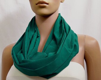 Teal Blue Infinity Scarf Women, Plain Scarves for Women, Spring Summer Scarf, Loop Cowl Scarf, Circle Tube Scarves, Gifts for her, Handmade