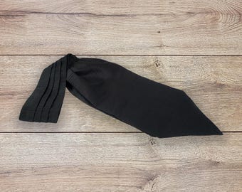 Corbata Acsot negra hecha a mano, corbata formal de seda dupioni sintética, boda victoriana